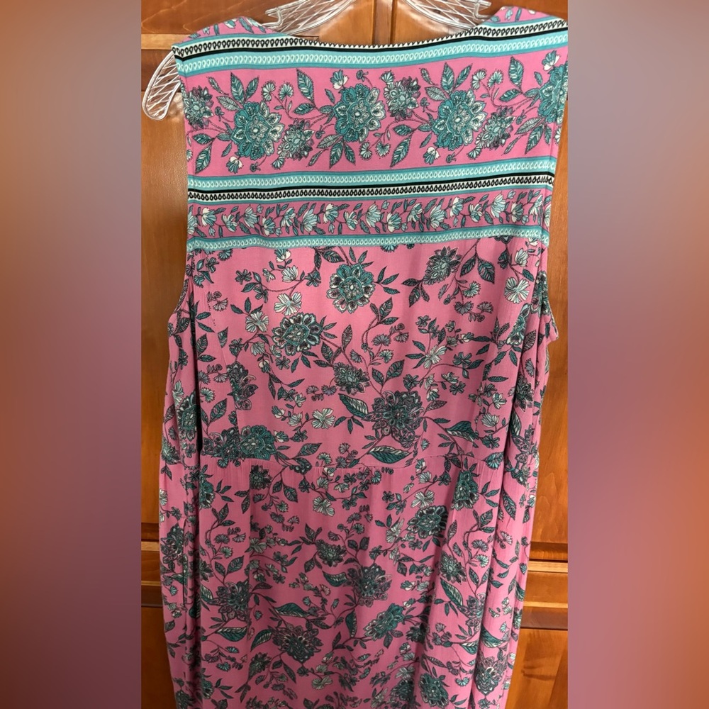 J. Jill Pink and Teal Floral Maxi Dress. Size Petite XL, Side Pockets. - Picture 9 of 10